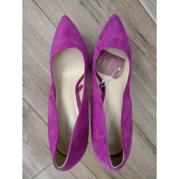 NWT ZARA Womens Sz 10 Fuchsia Pink Purple Pointed High Heels Stiletto Pumps HOT! - Picture 2 of 6